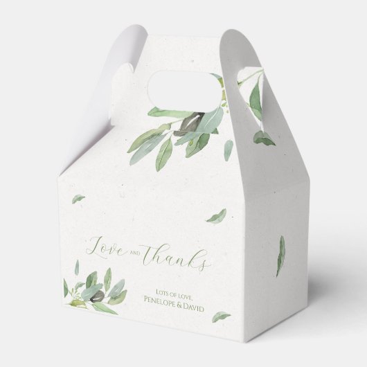 Moderne toskanische Olive-Blätter Zweigstelle Dank Geschenkschachtel (Vorderseite)