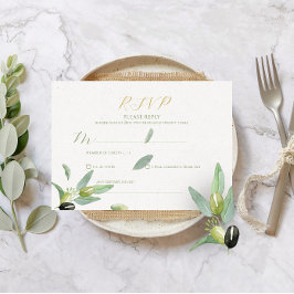 Moderne toskanische Olive-Blätter Zweigstelle-RSVP Einladung