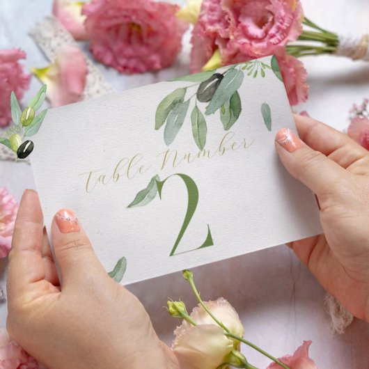 Moderne toskanische Olivenbäume Blätter Zweigstell Dankeskarte