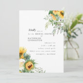 Moderne toskanische Sonnenblumen im Brautparty Blo Einladung (Stehend Vorderseite)