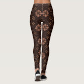 Moderne traditionelle Batik-Blumen-Braun-Muster Leggings (Rückseite)