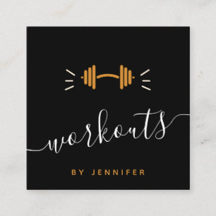 Moderne Trainingsgymnastik - Fitness-Barbell-Logo Quadratische Visitenkarte