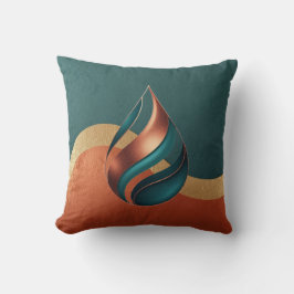 Moderne Tränenwelle Teal Kupfer Gold Kissen