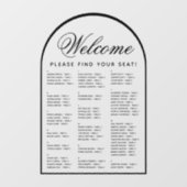 Moderne, transparente Alphabetische Sitzkarte Fensteraufkleber (Blatt)