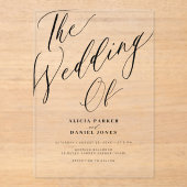 Moderne, transparente Kalligraphie Acryleinladungen (Vorderseite)