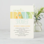 Moderne transparente Text-Paar-Babyparty laden ein Einladung (Stehend Vorderseite)