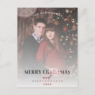 Moderne Transparenzeffekt-Familienfoto Weihnachten Postkarte