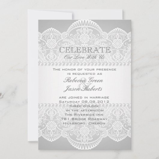 Moderne Trauung aus Grauperl Einladung (Vorderseite)