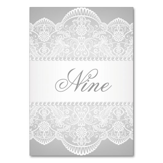 Moderne Trauung aus Grauperl Tischnummer (Vorderseite)