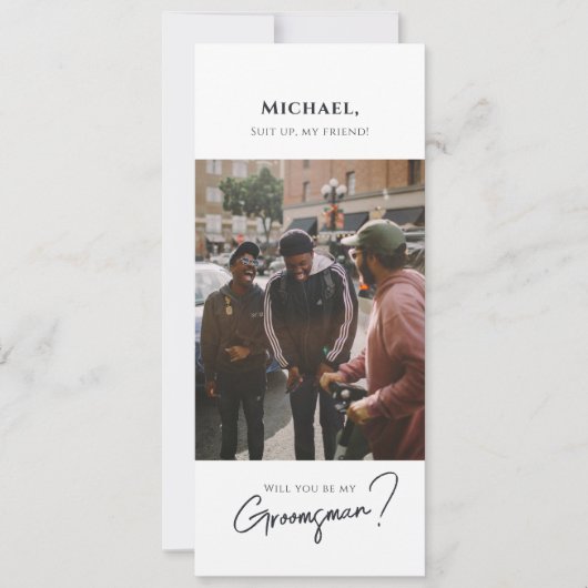 Moderne Trauzeuge Card mit Foto Einladung (Vorderseite)