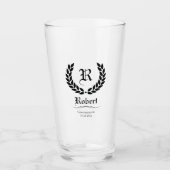 Moderne Trauzeuge geben Personalisiertes Monogramm Glas (Vorderseite)