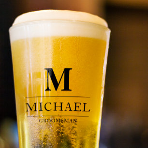 Moderne Trauzeugen geben Monogram Trauzeuge Beer Glas