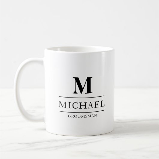 Moderne Trauzeugen geben Monogram-Trauzeuge Kaffeetasse (Links)