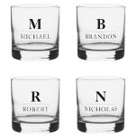 Moderne Trauzeugen geben Monogram-Trauzeuge Whiskyglas<br><div class="desc">Dieses exquisite Whiskey Glas Set kann für jedes Mitglied Ihrer Hochzeitsfeier maßgeschneidert werden. Es zeigt den mit Monogramm Anfangs-, Namen- und Titelstil des Individuums in einem klassischen, schwarz-minimalistischen Design. Geben Sie zum Personalisieren den Namen, den Initial und den Titel jeder Person in die dafür vorgesehenen Felder ein, um Ihr eigenes...</div>