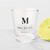 Moderne Trauzeugen geben Monogramm ersten Trauzeug Schnapsglas (Vorderseite)