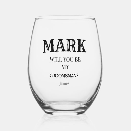 Moderne Trauzeugen Trauzeuge Bachelor Party Custom Weinglas Ohne Stiel (Vorderseite)