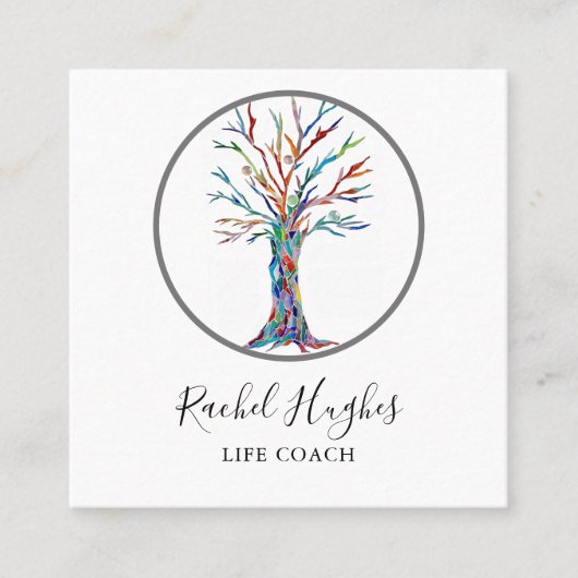 Moderne Tree Life Coach Square Business Card Quadratische Visitenkarte (Vorderseite)