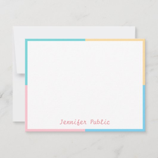 Moderne Trend-Farben Handgeschriebene Skriptvorlag Mitteilungskarte (Vorderseite)