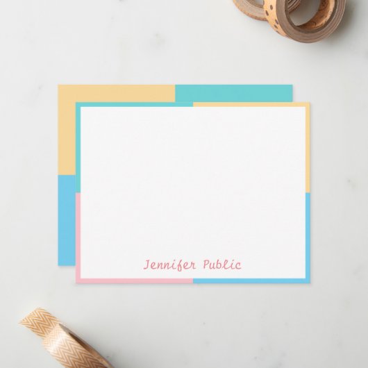 Moderne Trend-Farben Handgeschriebene Skriptvorlag Mitteilungskarte (Vorderseite/Rückseite Beispiel)