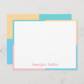 Moderne Trend-Farben Handgeschriebene Skriptvorlag Mitteilungskarte (Vorne/Hinten)