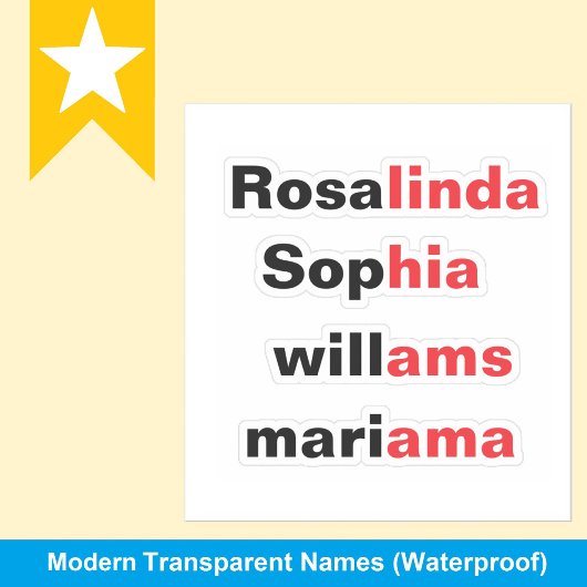 Moderne Trend Transparente wasserdichte Namensaufk Aufkleber