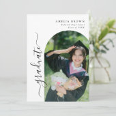 Moderne Trendbogen Casual Foto-Abschluss Einladung (Stehend Vorderseite)