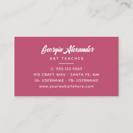 Moderne Trendfarbene Wasserfarben Florist Business Visitenkarte (Rückseite)