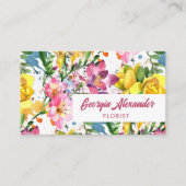 Moderne Trendfarbene Wasserfarben Florist Business Visitenkarte (Vorderseite)