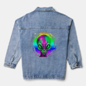 Moderne trendige Alien mit farbenfrohen Regenbogen Jeansjacke (Rückseite)