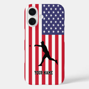Moderne trendige amerikanische Flagge Baseball Per iPhone 16 Hülle