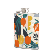 Moderne, trendige Aprikose und Blätter Flachmann (Links)