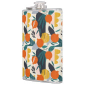 Moderne, trendige Aprikose und Blätter Flachmann (Links)