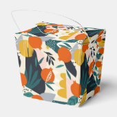 Moderne, trendige Aprikose und Blätter Geschenkschachtel (Rückseite)