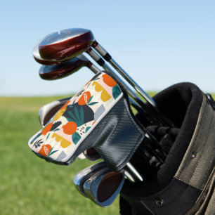Moderne, trendige Aprikose und Blätter Golf Headcover