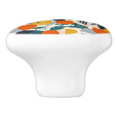 Moderne, trendige Aprikose und Blätter Keramikknauf (Seitenansicht)