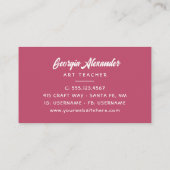 Moderne trendige Aquarellfarben Blumenlehrer Visitenkarte (Rückseite)