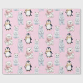 Moderne trendige Bärenpinguin-Katze Nahtloses Must Geschenkpapier (Flach)