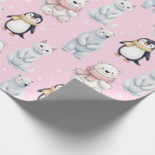 Moderne trendige Bärenpinguin-Katze Nahtloses Must Geschenkpapier (Ecke)