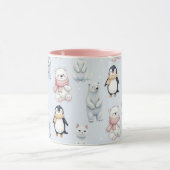 Moderne trendige Bärenpinguin-Katze Nahtloses Must Tasse (Zentrum)