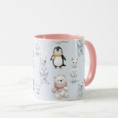 Moderne trendige Bärenpinguin-Katze Nahtloses Must Tasse (VorderseiteRechts)