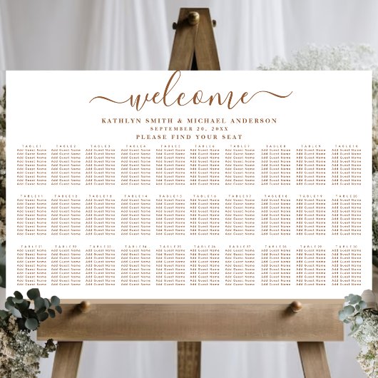 Moderne, trendige Beige Hochzeit mit 30 Sitzplätze Poster