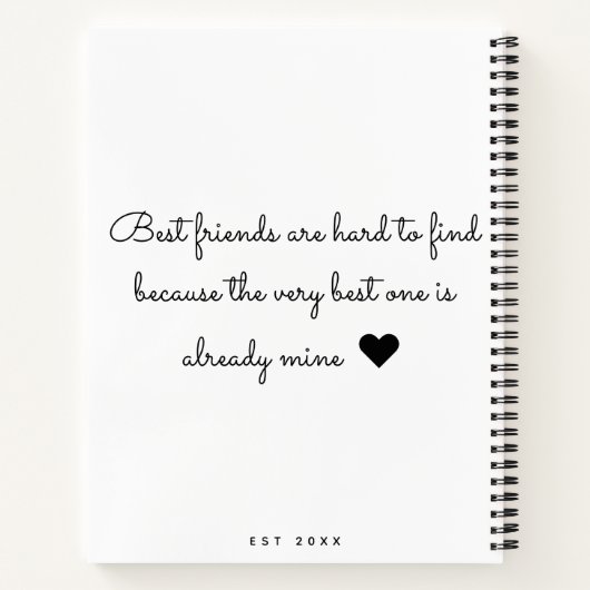 Moderne trendige BESTE FREUNDIN Best Friend Chic F Notizblock (Rückseite)