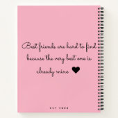 Moderne trendige BESTE FREUNDIN Bester Freund Foto Notizblock (Rückseite)