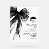 Moderne, trendige Black Bow Graduation Party-Signa Acrylschild (Vorderseite)
