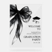 Moderne, trendige Black Bow Graduation Party-Signa Acrylschild (Vorderseite)