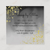 Moderne, trendige Black Gray Gold Square Makeust A Quadratische Visitenkarte (Rückseite)