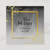 Moderne, trendige Black Gray Gold Square Makeust A Quadratische Visitenkarte (Vorderseite)