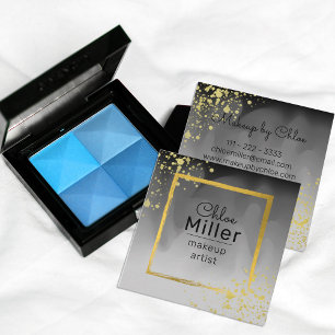 Moderne, trendige Black Gray Gold Square Makeust A Quadratische Visitenkarte