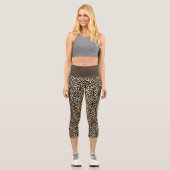 Moderne, trendige Black Tan White Leopard Print Capri Leggings (Vorderseite)