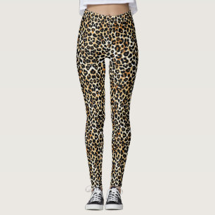 Moderne, trendige Black Tan White Leopard Print Leggings
